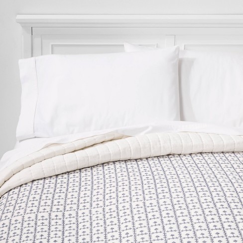 Embroidered Grid Quilt Blue - Threshold™ : Target