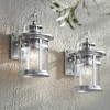 Franklin Iron Works Callaway Modern Industrial Outdoor Wall Light Fixtures Set of 2 Chrome Metal 11 3/4" Clear Seedy Glass for Post Barn - 2 of 4