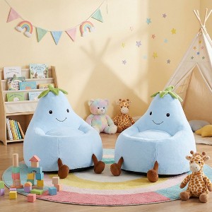 Spassway 2-Piece Cartoon Eggplant Bean Bag Chairs with Faux Rabbit Fur Cover for Kid Memory Foam Bean Bag Sofa Reading Seats for Playroom Living Room - 1 of 4