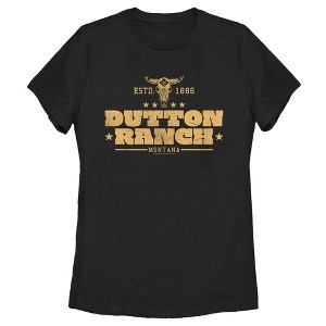 Women's Yellowstone Small Cow Skull Dutton Ranch Logo ESTD 1886 T-Shirt - 1 of 4