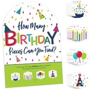 Big Dot of Happiness Cheerful Happy Birthday - Colorful Birthday Party Scavenger Hunt - 1 Stand and 48 Game Pieces - Hide and Find Game - 1 of 4