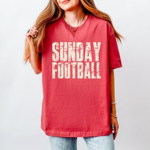 Sunday Football Block Distressed - Women's Heavyweight Graphic T-Shirt - 1 of 4