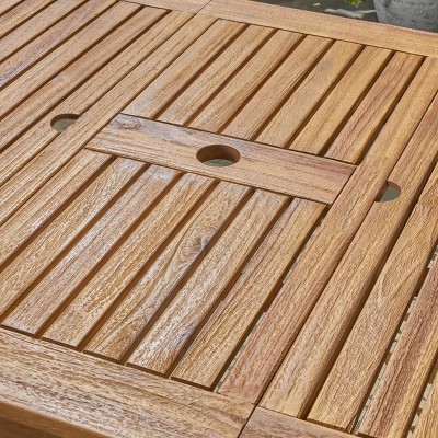 Natural Acacia Wood Expandable Outdoor Dining Table