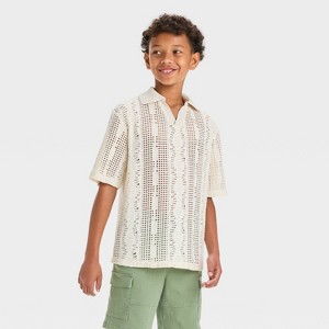 Boys' Short Sleeve Open Knit Polo Shirt - art class™ - 1 of 3
