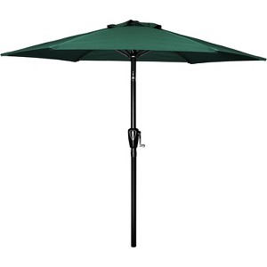 Gulches Simple Deluxe 7.5'Patio Outdoor Table Market Yard Umbrella with Push Button Tilt/Crank,6 Sturdy Ribs for Garden,Deck,Backyard,7.5ft,Green - 1 of 4