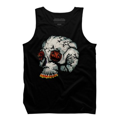 Men's Design By Humans Halloween Skull By LVBArt Tank Top