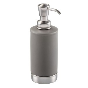 iDesign Soap Dispenser for Bathroom or Vanity - Matte Gray/Brushed - 1 of 4