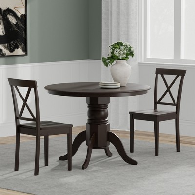 Glenwillow Home 42" Round Pedestal Dining Table + X-Back Dining Chairs Dining Set
