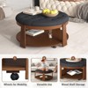ALEXOUN Modern Large Round Ottoman Coffee Table with 2-Tier Storage & Wheels & Waterproof Linen Upholstered for Living Room,Bedroom - 4 of 4