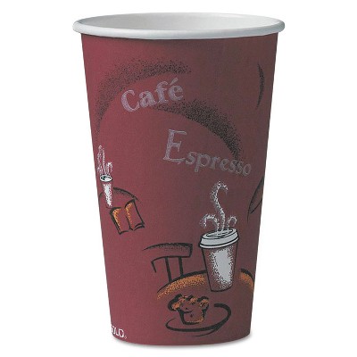 SOLO Cup Company Bistro Design Hot Drink Cups Paper 16oz Maroon 50/Pack 316SIPK
