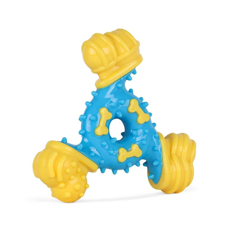 Arm &#38; Hammer Nubbies Trio Bone Dental Dog Toy - Blue/Yellow, 1 of 9