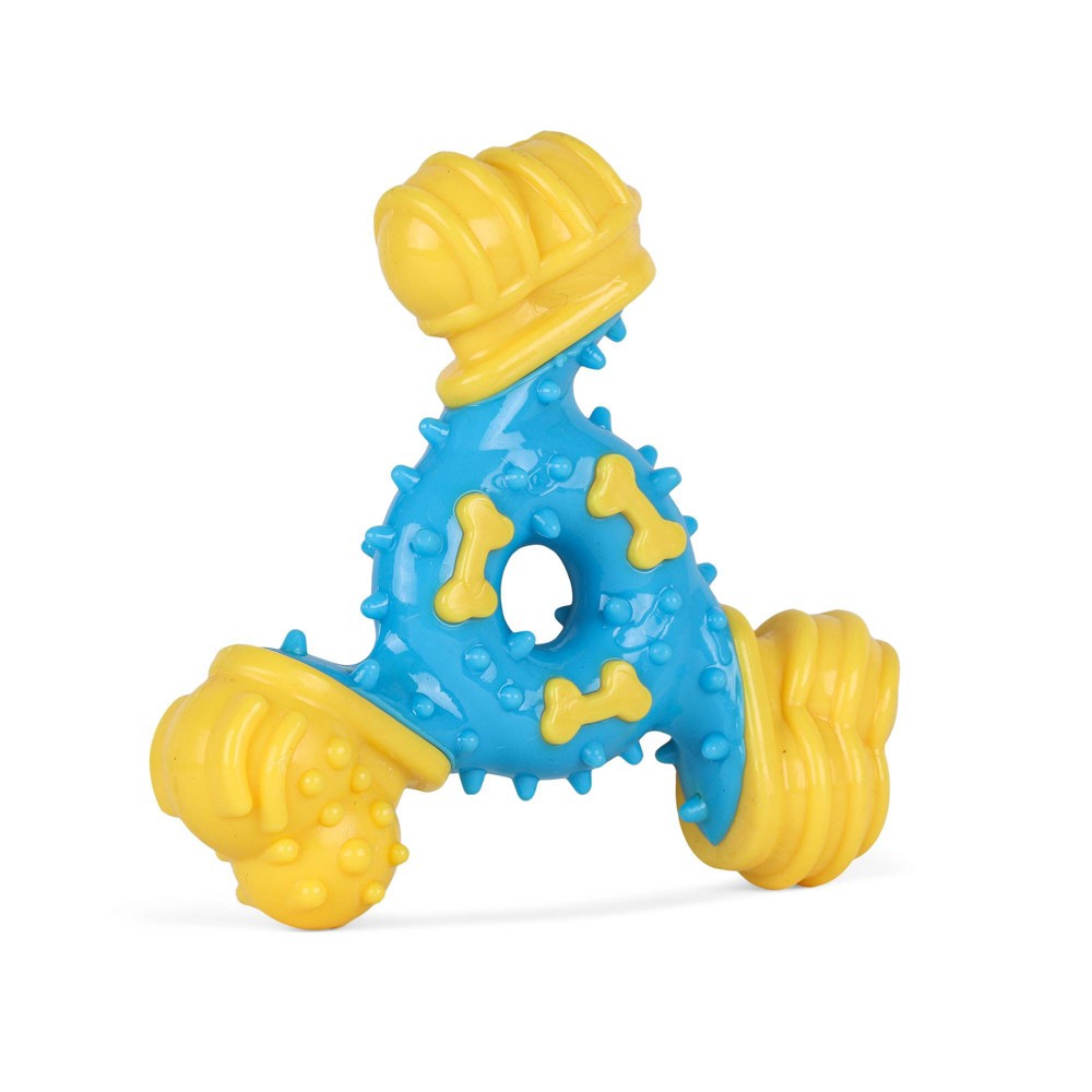 (CASE Of 6  PCS )Arm & Hammer Nubbies Trio Bone Dental Dog Toy - Blue/Yellow
