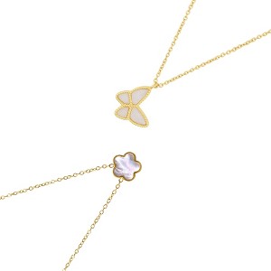 Adornia Gold 2-PIECE Butterfly and Clover Necklace HOLIDAY Set - 1 of 3