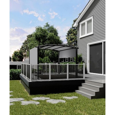 Outdoor Arched Pergola, Metal Pergola with Retractable Canopy, Arched Style Gazebos for Backyard, Lawn, Patios，Khaki/ Gray