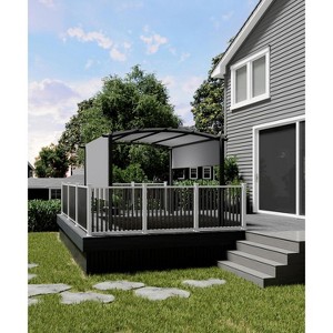 Outdoor Arched Pergola, Metal Pergola with Retractable Canopy, Arched Style Gazebos for Backyard, Lawn, Patios，Khaki/ Gray - 1 of 4