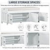 Wooden Storage Bench, Upholstered Entryway Bench with Removable Cushion, Shoe Cabinet with Hidden Storage for Entryway Bedroom Living Room - 3 of 4