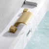 SUMERAIN Roman Tub Faucet with Waterfall Spout, 3 Hole Deck Mount Bath Tub Filler Brushed Gold - 3 of 4