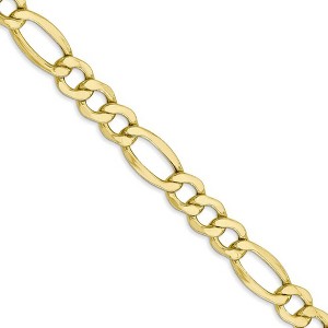 Black Bow Jewelry Men's 7.3mm, 10k Yellow Gold Hollow Figaro Chain Necklace - 1 of 4