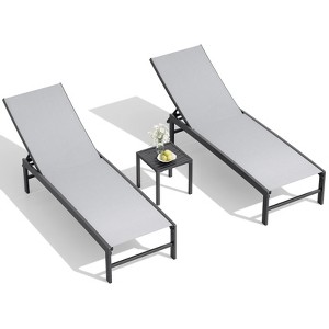 Crestlive Products Chaise Lounge Chair Outdoor Set of 2 Adjustable 5 Positions Pool Tanning Recliner Outdoor Lounge Furniture - 1 of 4