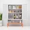 Modern Metal Grid Double Door Freestanding Shoe Cabinet with Adjustable Shelves & Elevated Base, Entryway Storage Organizer - 4 of 4