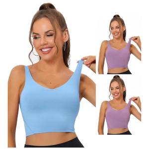Allegra K Women's Workout Fitness Longline Wireless Padded Sports Bras Multicolored - 1 of 4