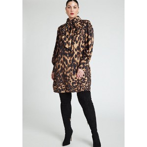 ELOQUII Leopard Bow Tie Mini Dress - 1 of 4