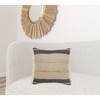 24" X 24" Black Tan And Taupe Jute Striped Zippered Pillow - 2 of 4