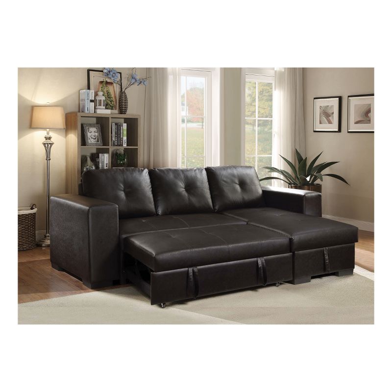 Lloyd Sectional Sofa Black Faux Leather - Acme Furniture, 6 of 9