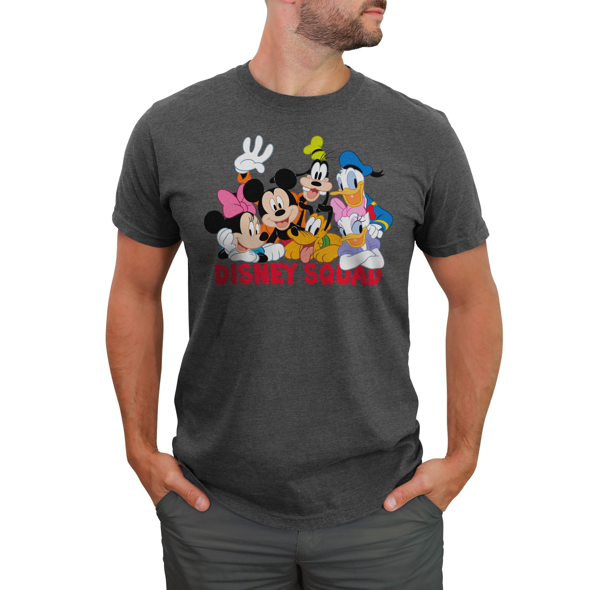 Men's Mickey & Friends Disney Squad Group Shot  T-Shirt - Charcoal Heather - 3X Big Tall