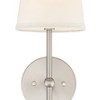 Possini Euro Design Elena Modern Wall Light Sconces Set of 2 Brushed Nickel Hardwire 6" Fixture Cream Linen Shade for Bedroom Reading Living Room Home - 3 of 4