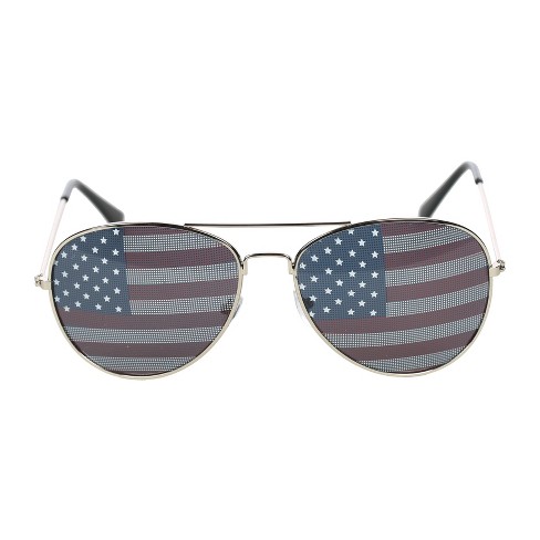 Aviator Metal Sunglasses Red/white/blue - Sun Squadâ¢ : Target