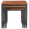3pc Reclaimed Sheesham Wood and Iron Nesting Table Set Natural- Timbergirl - image 4 of 4