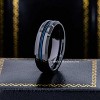 Jewelry Avalanche 6mm Beveled Black & Blue IP Grooved Tungsten Carbide Men Women Wedding Band - 2 of 4