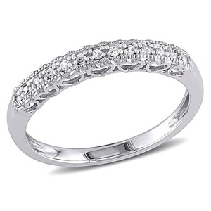 EVERLY JEWELRY | 10K White Gold 1/10 CT TW Diamond Heart Anniversary Band - 1 of 4