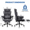 Hoffree Big & Tall Executive Linen Ergonomic Office Chair 450Lbs with 2-Point Massage Lumbar Support & Footrest Gray - 4 of 4