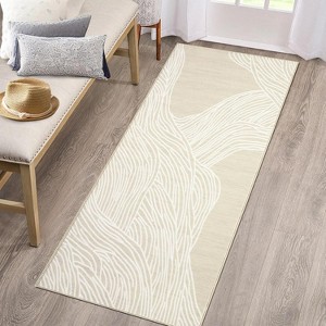 Washable Area Rug Non-Slip, Modern Abstract Low Pile Faux Wool Carpet for Living Room , Non-Shedding Accent Rug - 1 of 4