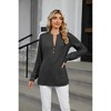 Women's V Neck Buttoned Long Sleeve Casual T-Shirt Soft Knit Fabric Blouse Tops - 2 of 4