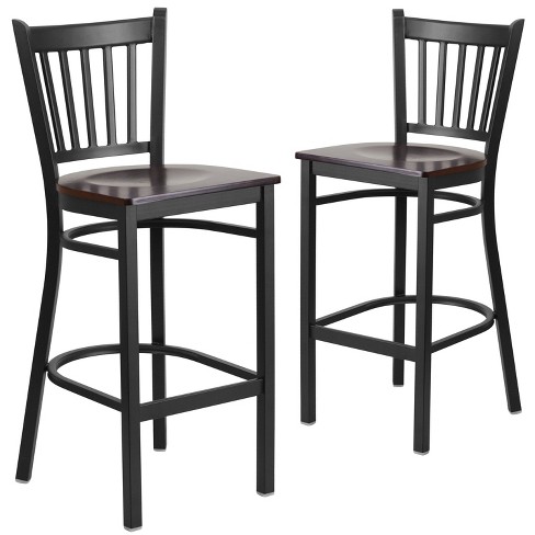 Black metal barstool cheap with wood seat