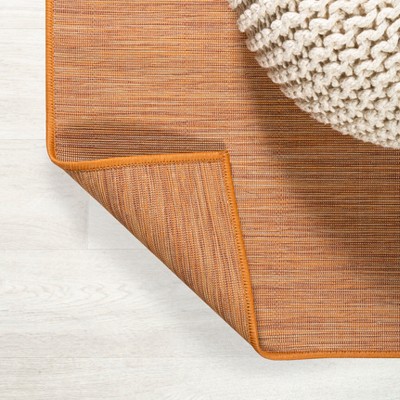 Ethan Modern Flatweave Solid Orange 6' Square Synthetic Rug
