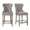 WestinTrends 24" Tufted Upholstered Velvet Bar Stool with Metal Footrest (Set of 2) - 4 of 4