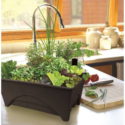 Charcoal Gray Resin Raised Bed Grow Box with Aeration Screen