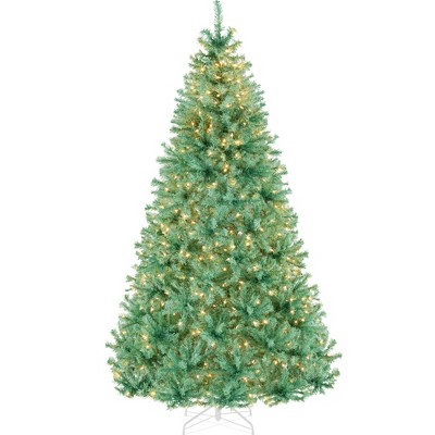 Best Choice Products Pre-Lit Sage Green Christmas Tree, Artificial Full Holiday Decoration w/ Incandescent Lights