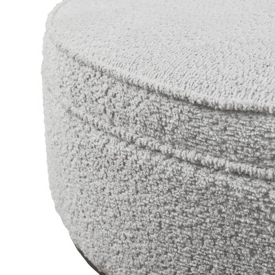 Harriet Gray Upholstered Round Cocktail Ottoman with Metal Base