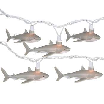 Northlight 10-Count Gray and White Shark Patio Light Set, 5.75ft White Wire