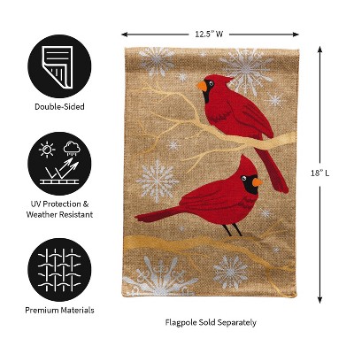 Evergreen Feathers and snow Garden Burlap Flag