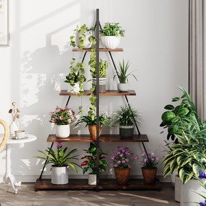 Bookcase, 4-Tier Ladder Bookshelf, A-Shaped Ladder Shelf Display, Ladder Shelf Storage Organizer for Living Room, Home Office - 1 of 4