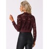 INSPIRE CHIC Women's Stand Collar Zip Up Mesh Sheer Lace Bomber Jacket - 4 of 4