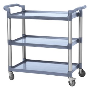 3-Shelf Heavy Duty Utility Cart with Wheels,Durable Rolling Cart for Restaurant,Kitchen,Warehouse Use,Lockable 360° Swivel Casters Service Cart - 1 of 4