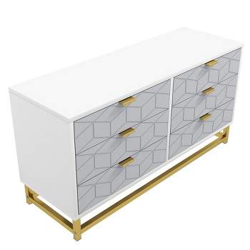 Drawer Storage Cabinet, with 6 Drawers, Wooden Chest of Drawer with Metal Leg, for Living Room Bedroom Hallway Office