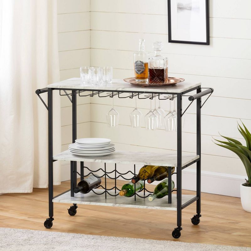 Maliza Bar Cart with Wine Bottle Storage and Wine Glass Rack - South Shore, 3 of 12